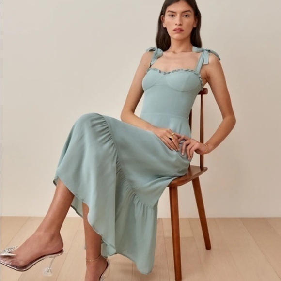 Reformation Nikita Dress in Celadon *NEW* - Picture 3 of 7